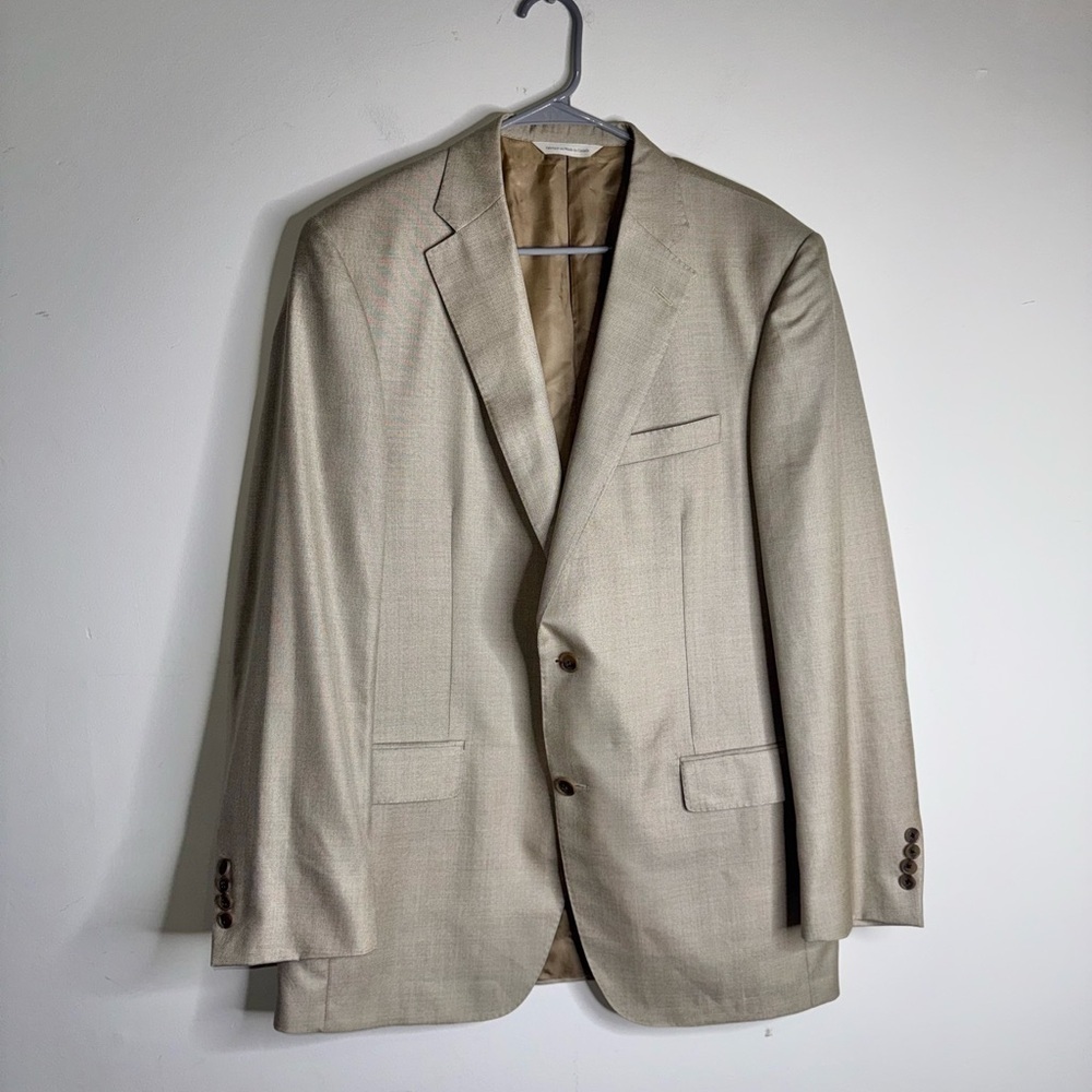 SAMUELSOHN Men’s Gable Tan Beige Wool/ Silk Blazer